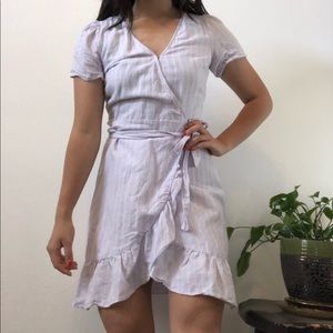 Striped Linen Wrap Around Tie Dress